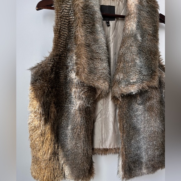 NWOT Joie Womens Collared Open Front Faux Fur Vest Jacket Brown - Picture 5 of 10